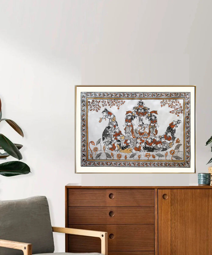 Pattachitra Hand Painted Wall Art on Cloth By 16 x 11.5 Inches (Unframed)
