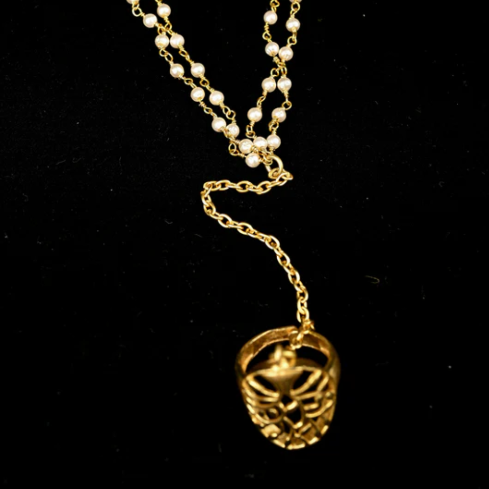 Pearl Golden Ring Bracelet Hathphool | SHOBITAM