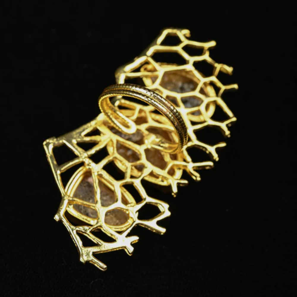 Raw Citrine Cluster Adjustable Cocktail Ring | SHOBITAM