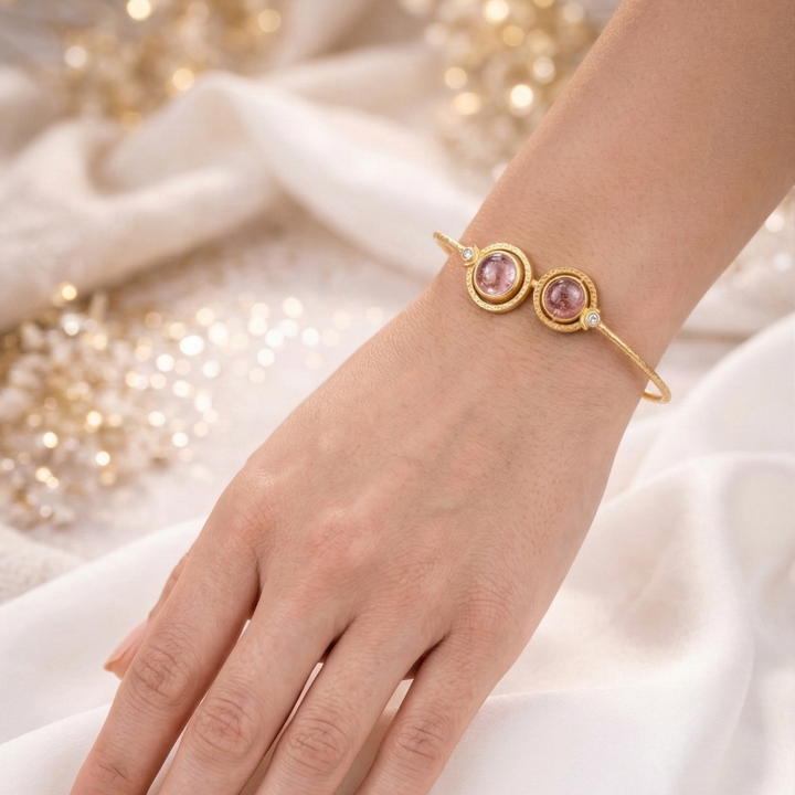 Crystal Pink Rose Quartz Handcuff  | SHOBITAM