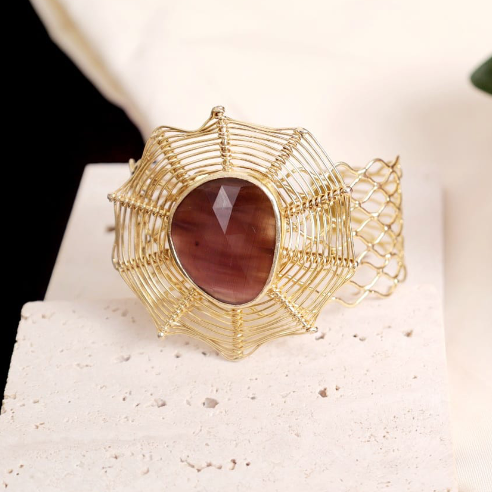 Monalisa Stone Statement Handcuff Bracelet | SHOBITAM
