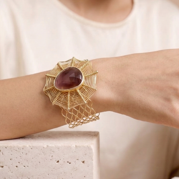 Monalisa Stone Statement Handcuff Bracelet | SHOBITAM