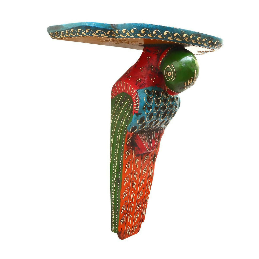 WOODEN PAINTED PEACOCK BRACKET | SHOBITAM