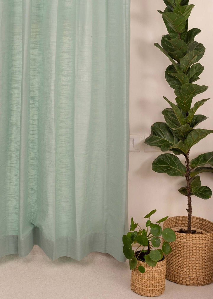 Solid Nile Blue 100% cotton plain curtain for bedroom - Light Reduction - Single Piece | SHOBITAM