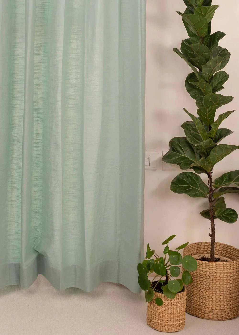 Heather Blue 100% cotton plain curtain  Customizable for size, lining and headers