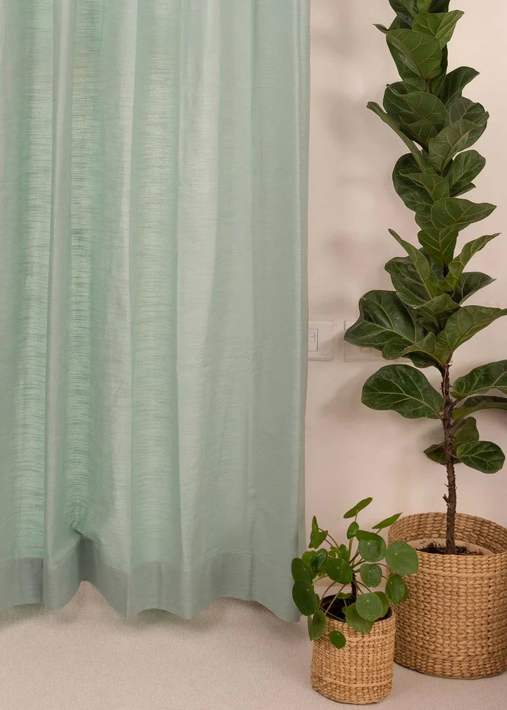 Heather Blue 100% cotton plain curtain  Customizable for size, lining and headers