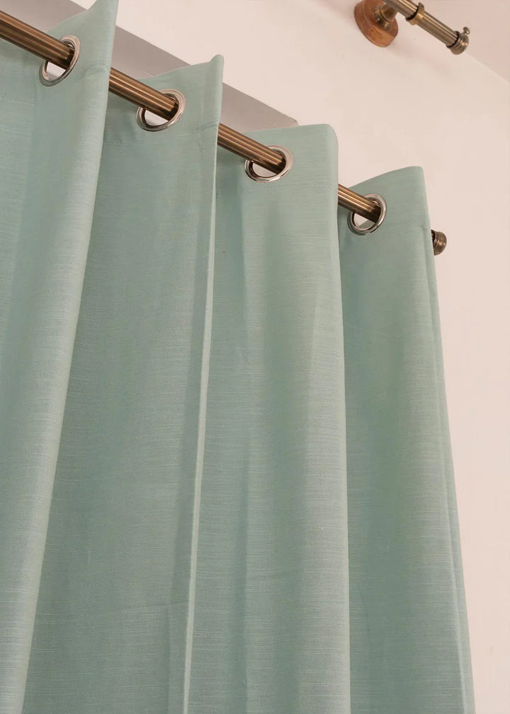 Heather Blue 100% cotton plain curtain  Customizable for size, lining and headers