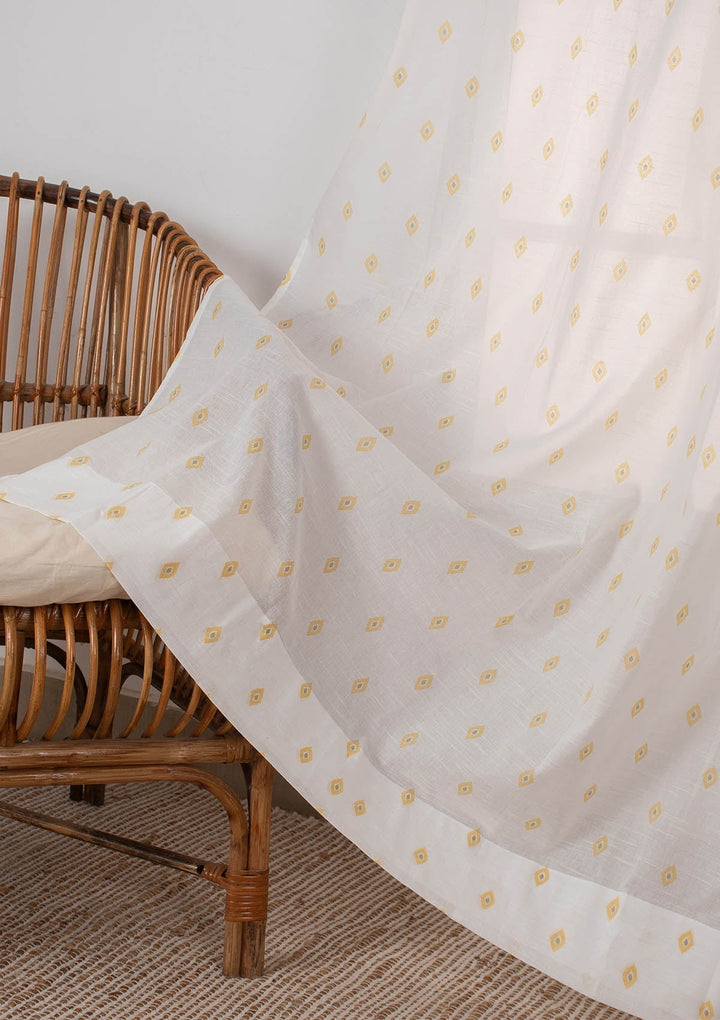 Noor Yellow minimal 100% cotton sheer curtain for living room - Light filtering - Single Piece| SHOBITAM