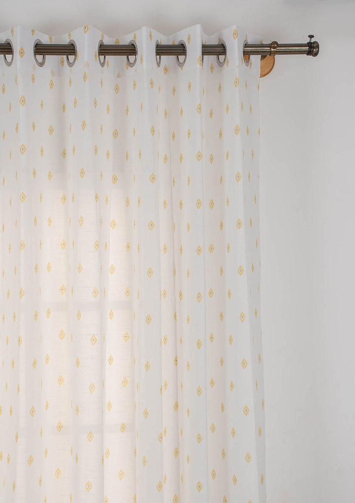 Noor Yellow minimal 100% cotton sheer curtain for living room - Light filtering - Single Piece| SHOBITAM