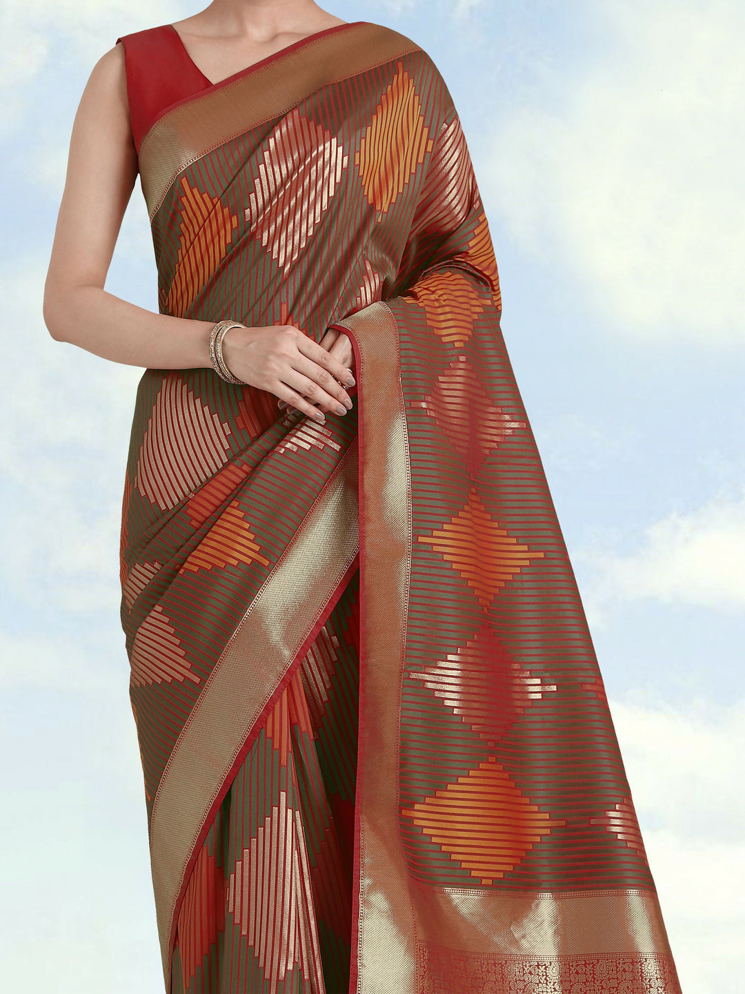 Red Colour Banarasi Silk Zari Weaving Saree