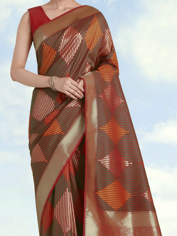 Red Colour Banarasi Silk Zari Weaving Saree
