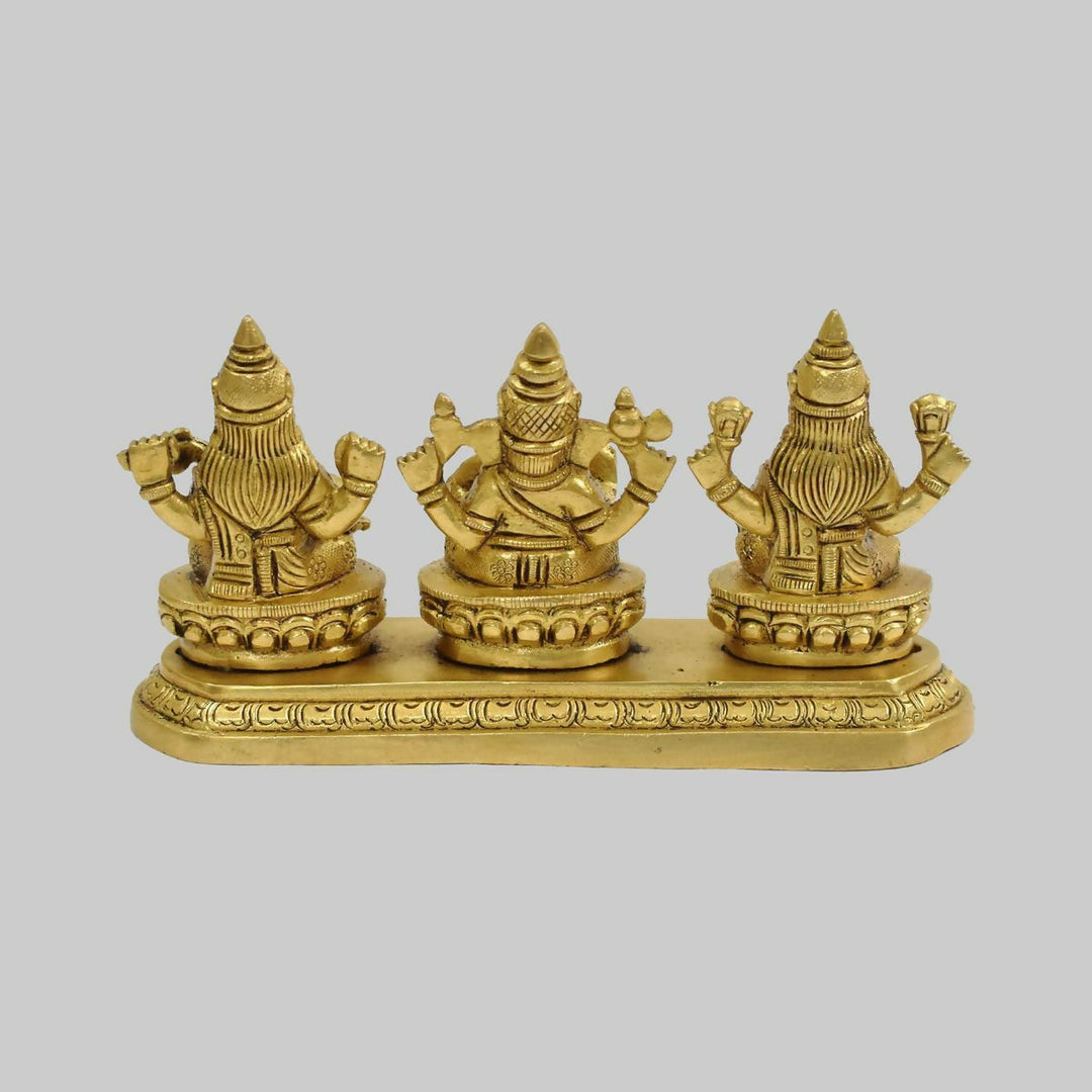 Brass Trimurti Ganesh, Lakshmi and Saraswati Idol | SHOBITAM