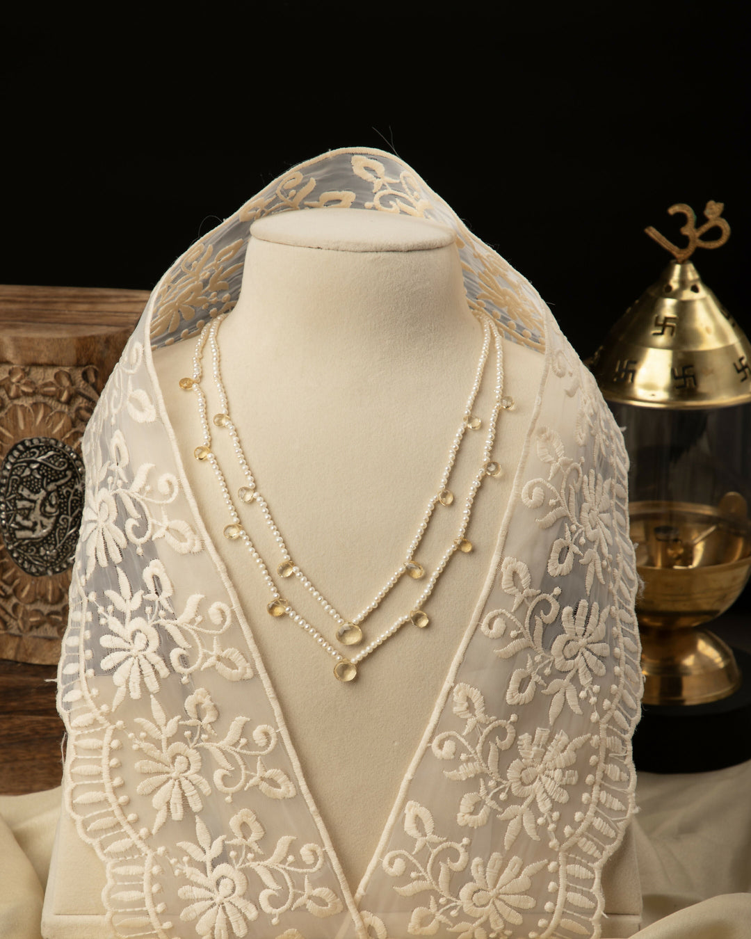 The Citrine Whisper- 2 Layer Natural pearls and Yellow Quartz | SHOBITAM
