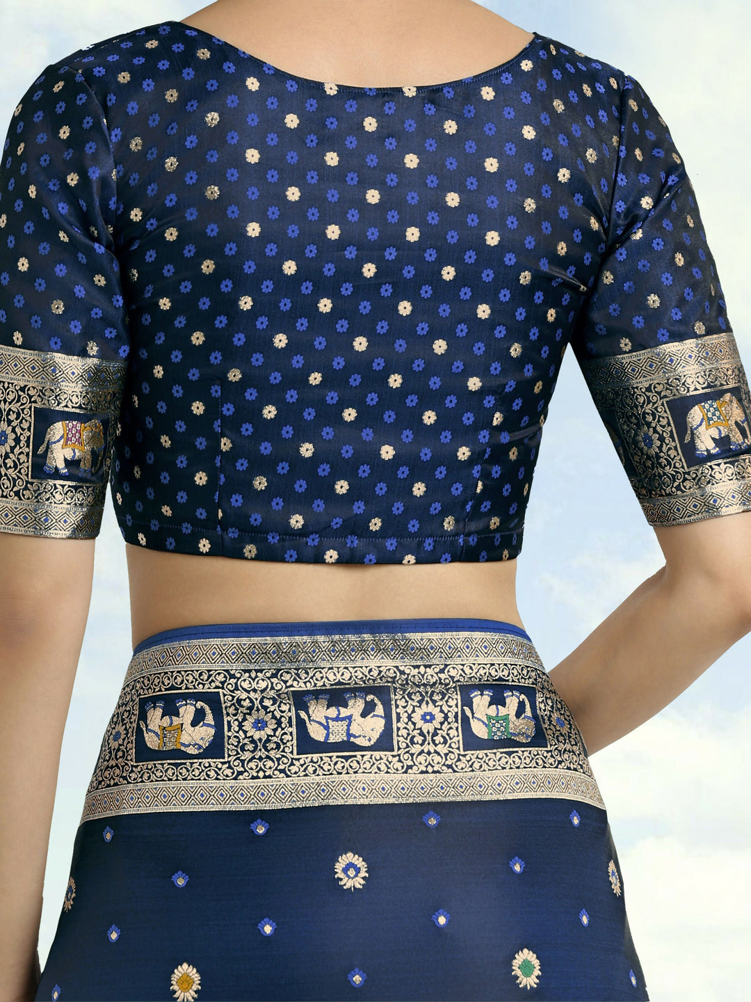 Blue Woven Banarasi Satin Silk Saree | SHOBITAM