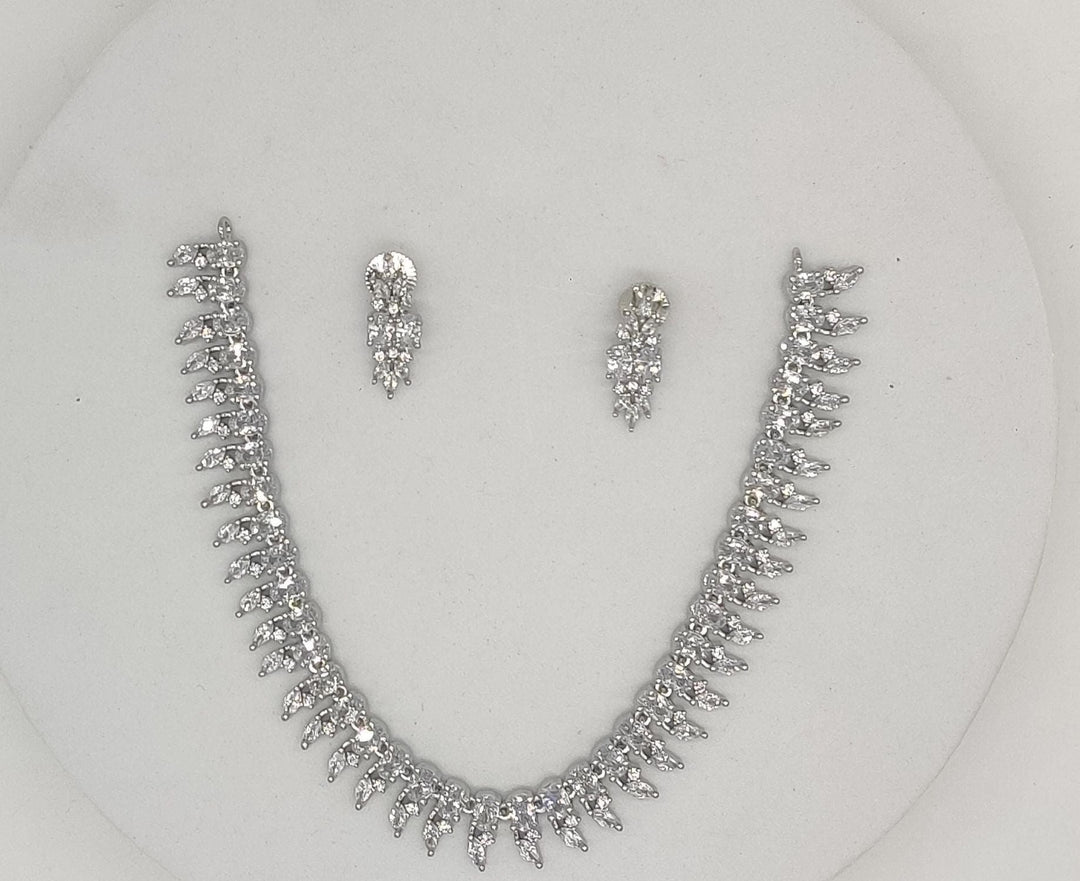 Silver-toned CZ Necklace Set