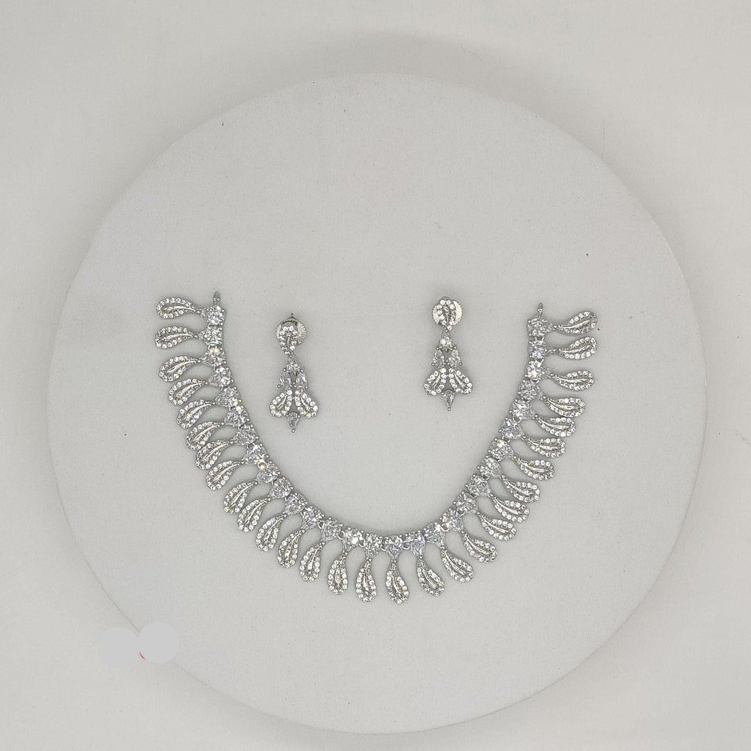 silver-toned CZ Necklace Set