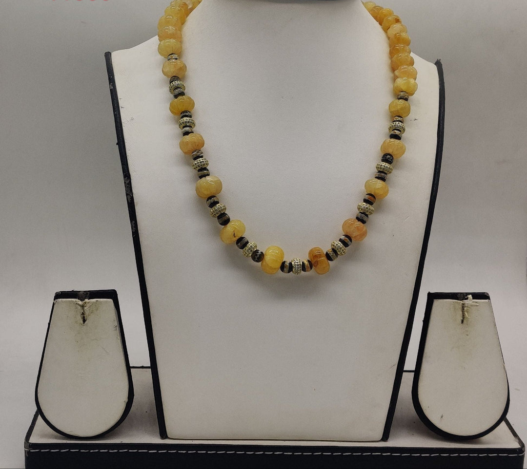 Amber Harmony Beaded Fancy Necklace | SHOBITAM