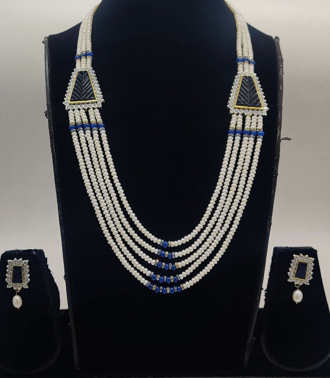 Ocean Crest Blue Accent Pearl Fancy Pendent Set | SHOBITAM