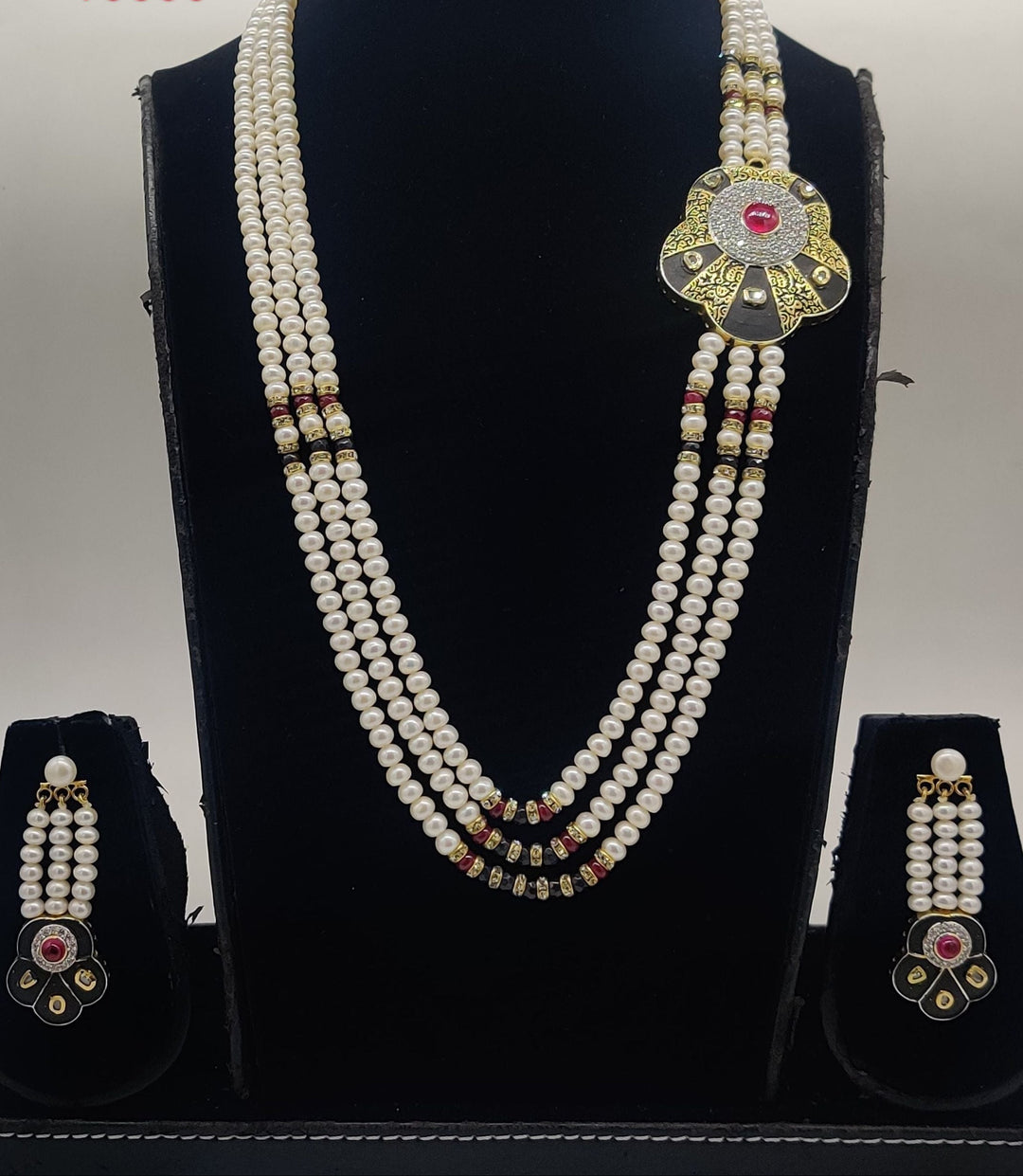 Royal Dusk Kundan Pearl Fancy Pendent Set | SHOBITAM