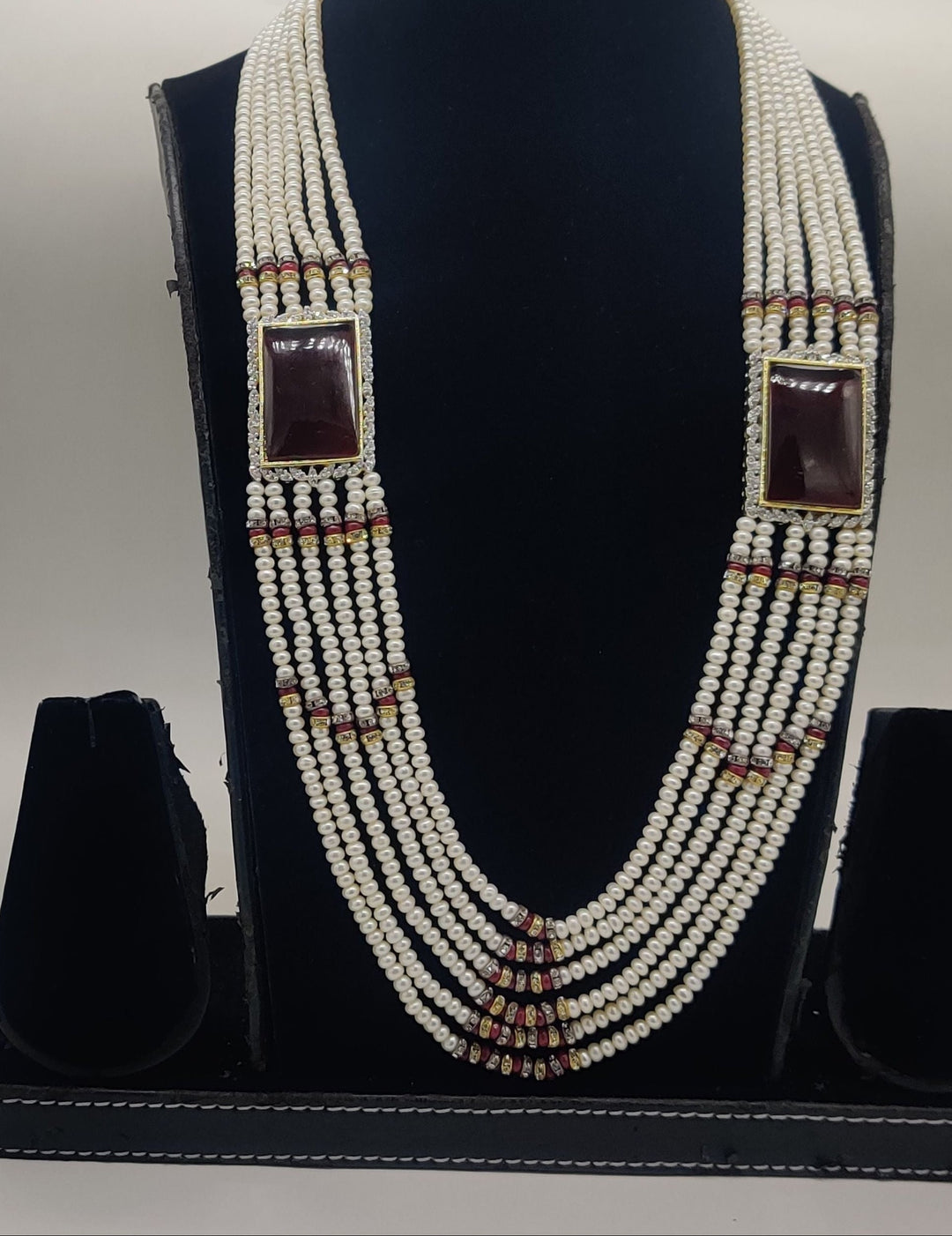 Scarlet Regal Layered Pearl Fancy Pendent Set | SHOBITAM