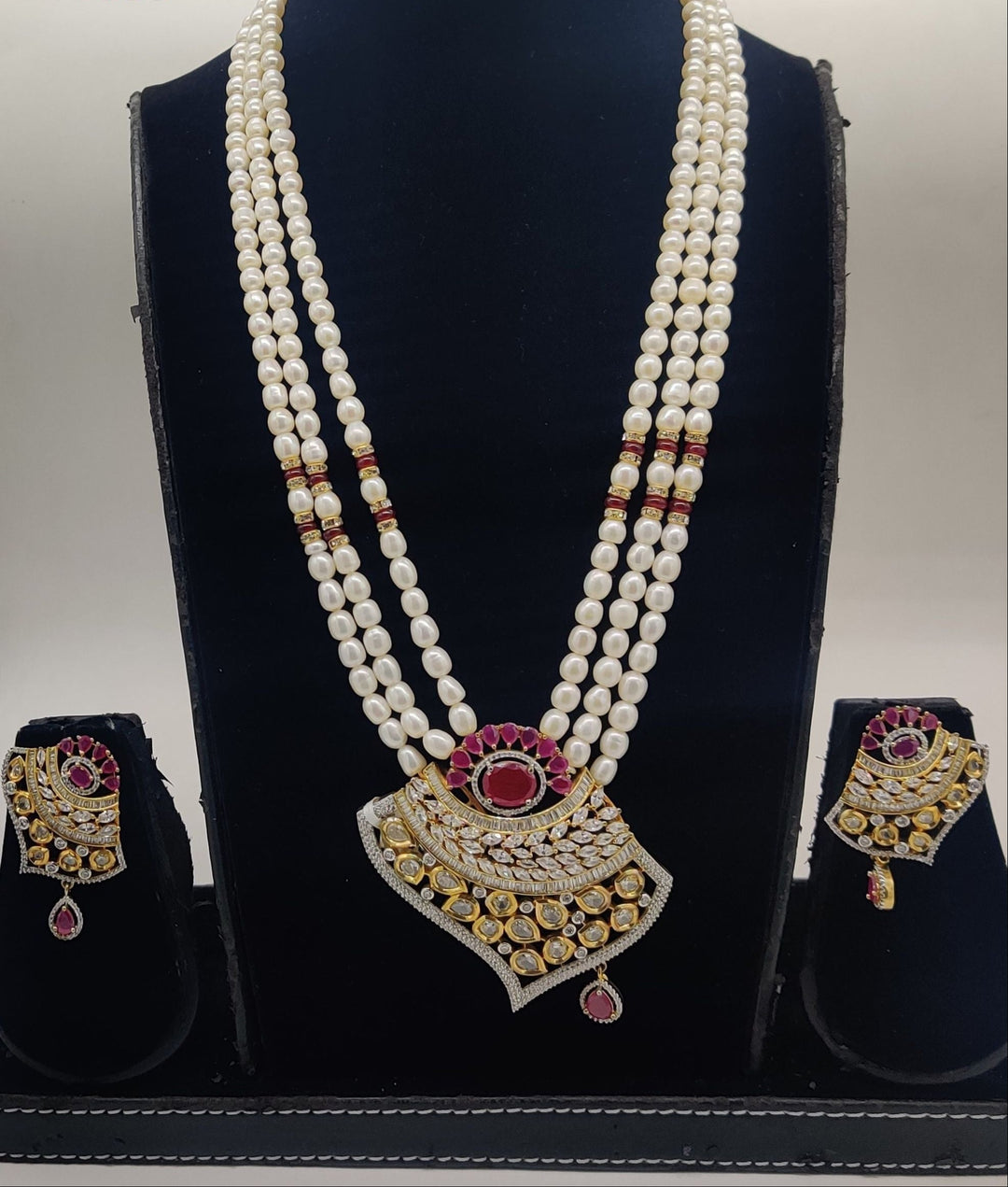 Crimson Crown Pearl Fancy Pendent Set | SHOBITAM