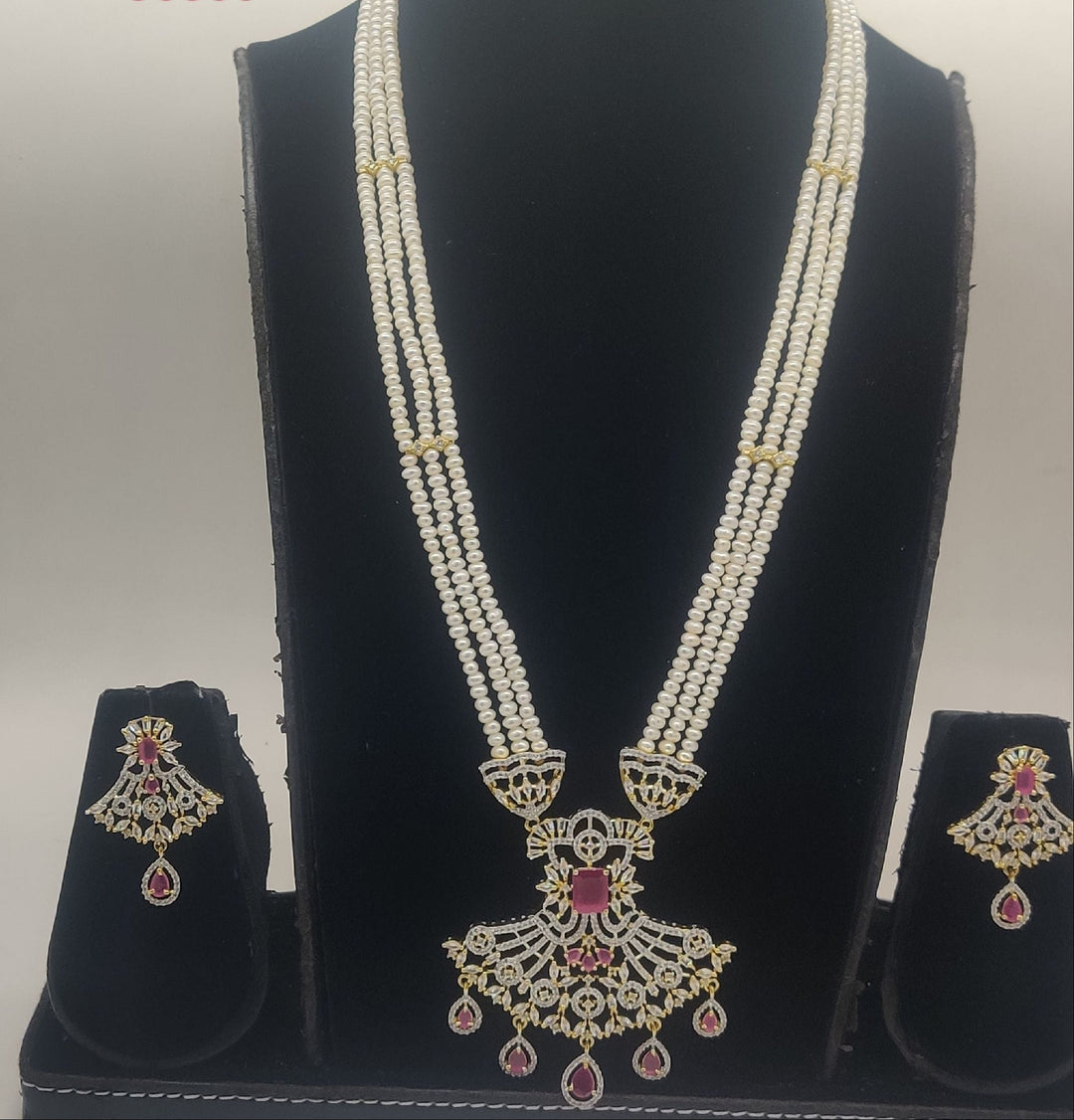Heritage Ruby Glow Pearl Haar Fancy Pendent Set | SHOBITAM