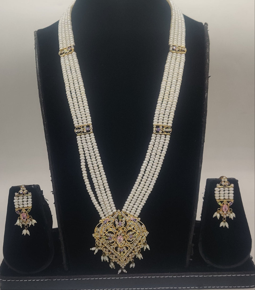 Royal Temple Bloom Pearl Fancy Pendent Set | SHOBITAM