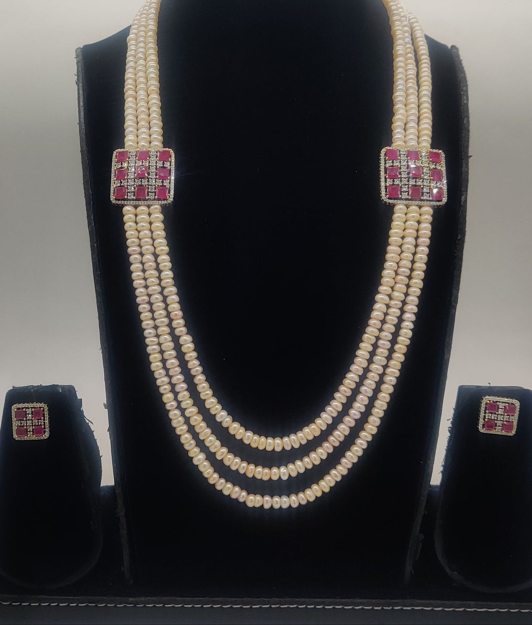 Ruby Majesty Pearl Brooch Fancy Pendent Set | SHOBITAM