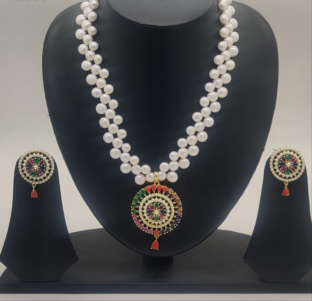 Amethyst Bloom Pearl Set Pearls Pendent Set | SHOBITAM