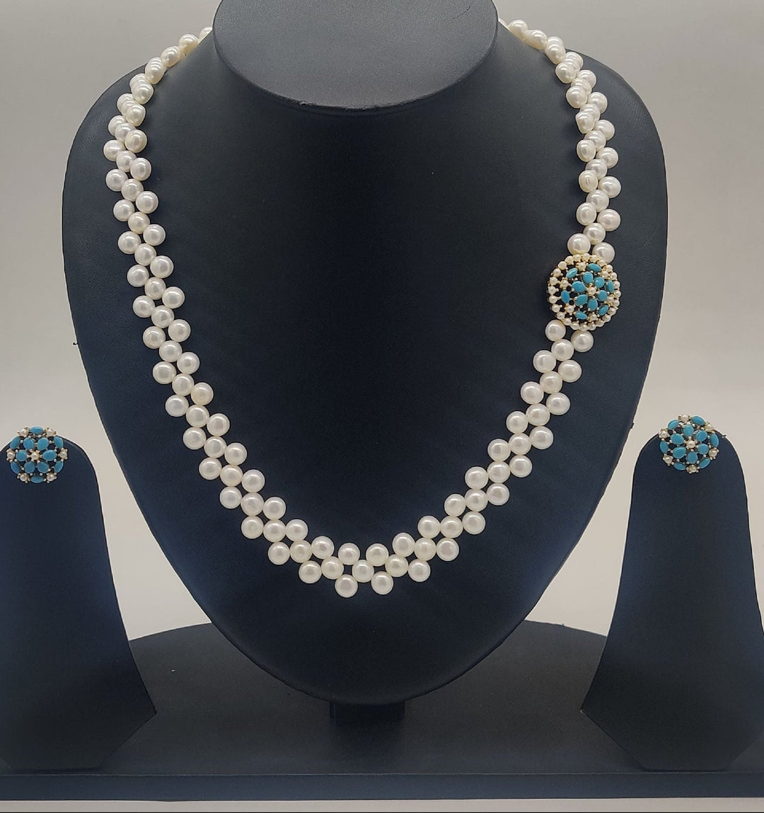 Turquoise Regal Pearls Moppu mala Set
