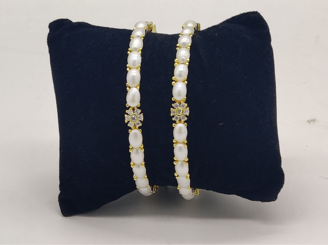 Pearl Cluster Sparkle Bangles | SHOBITAM