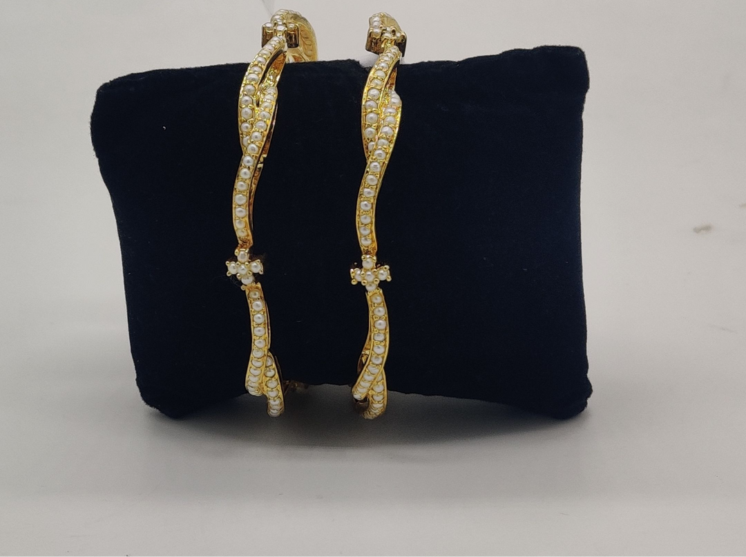 Wavy Pearl Line Designer Bangles | SHOBITAM