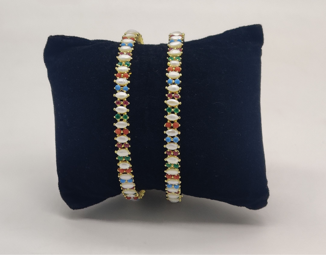Pearl Radiance Stone Bangles | SHOBITAM