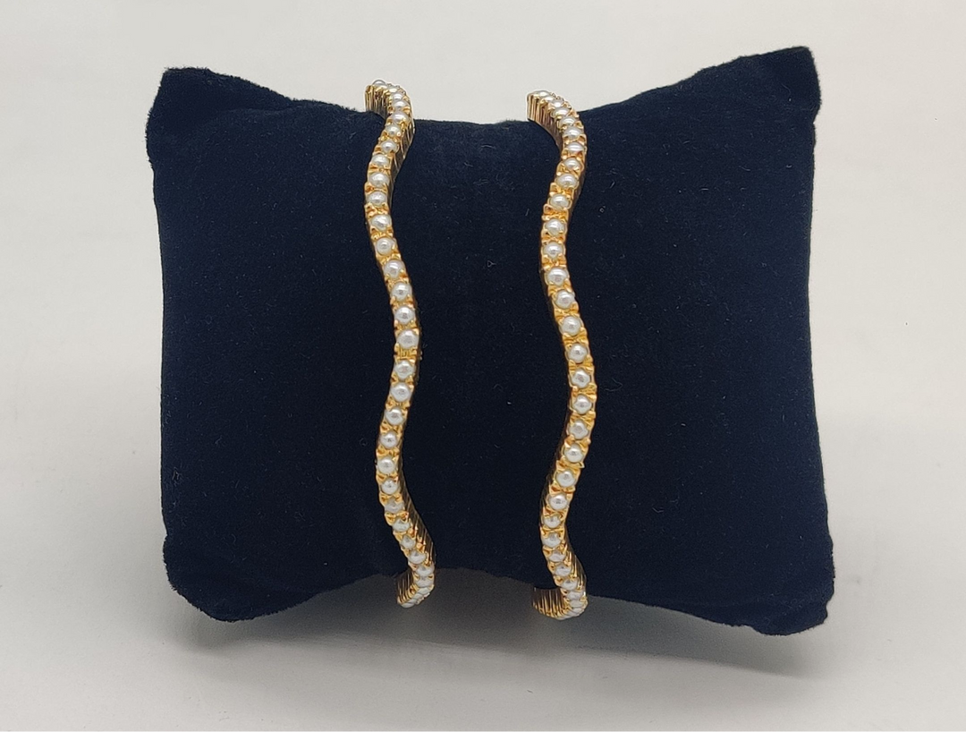 Wavy Pearl Delight Bangles | SHOBITAM