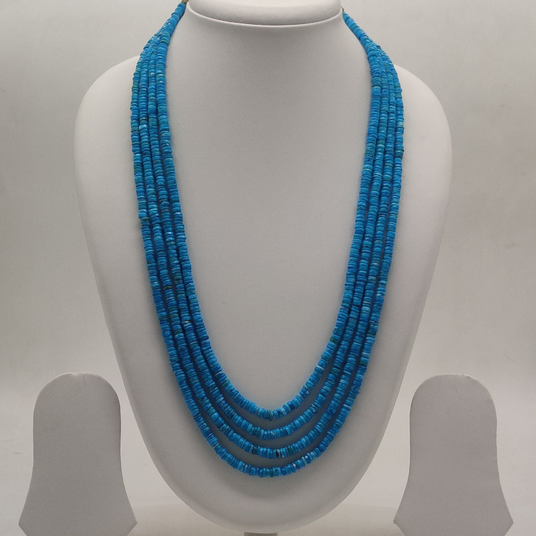 Turquoise Cascade Multi-Strand Beaded Stone Necklace | SHOBITAM