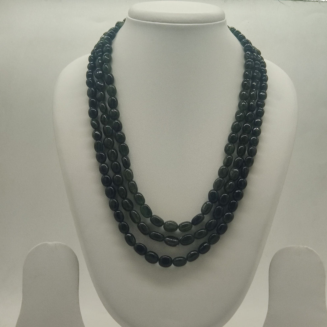 Classic Noir Oval Beaded Stone Necklace | SHOBITAM