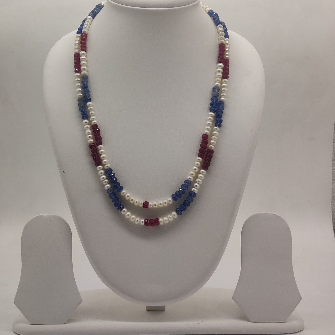 Vibrant Symphony Dual-Strand Pearl & Bead Stone Necklace | SHOBITAM