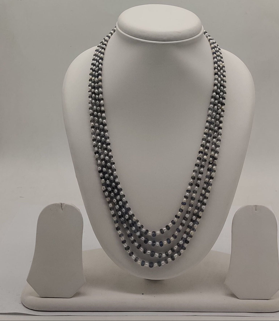 Monochrome Harmony Alternating White & Dark Bead Stone Necklace | SHOBITAM