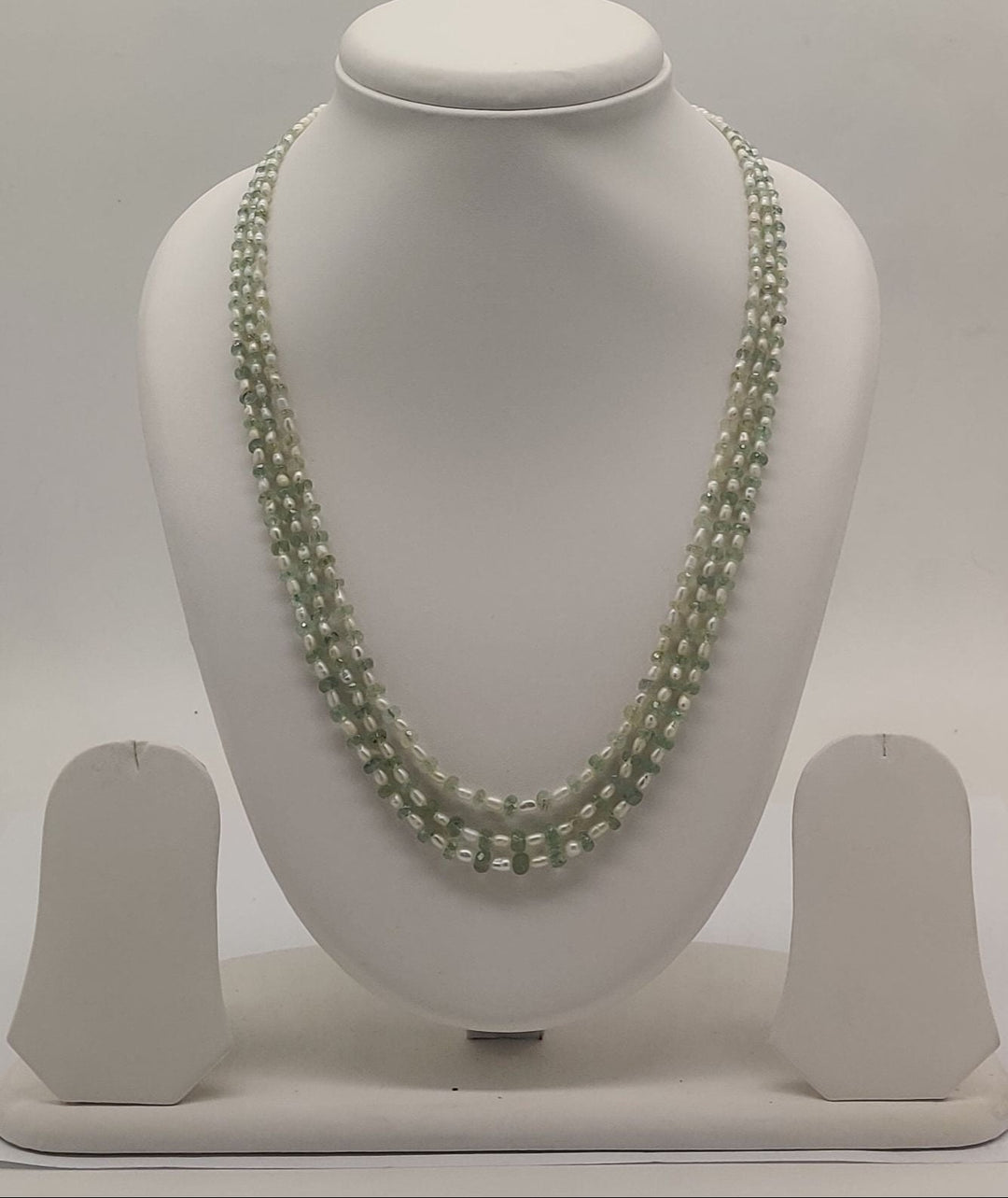 Pearl Ivy Layered Pearl & Green Beaded Stone Necklace | SHOBITAM