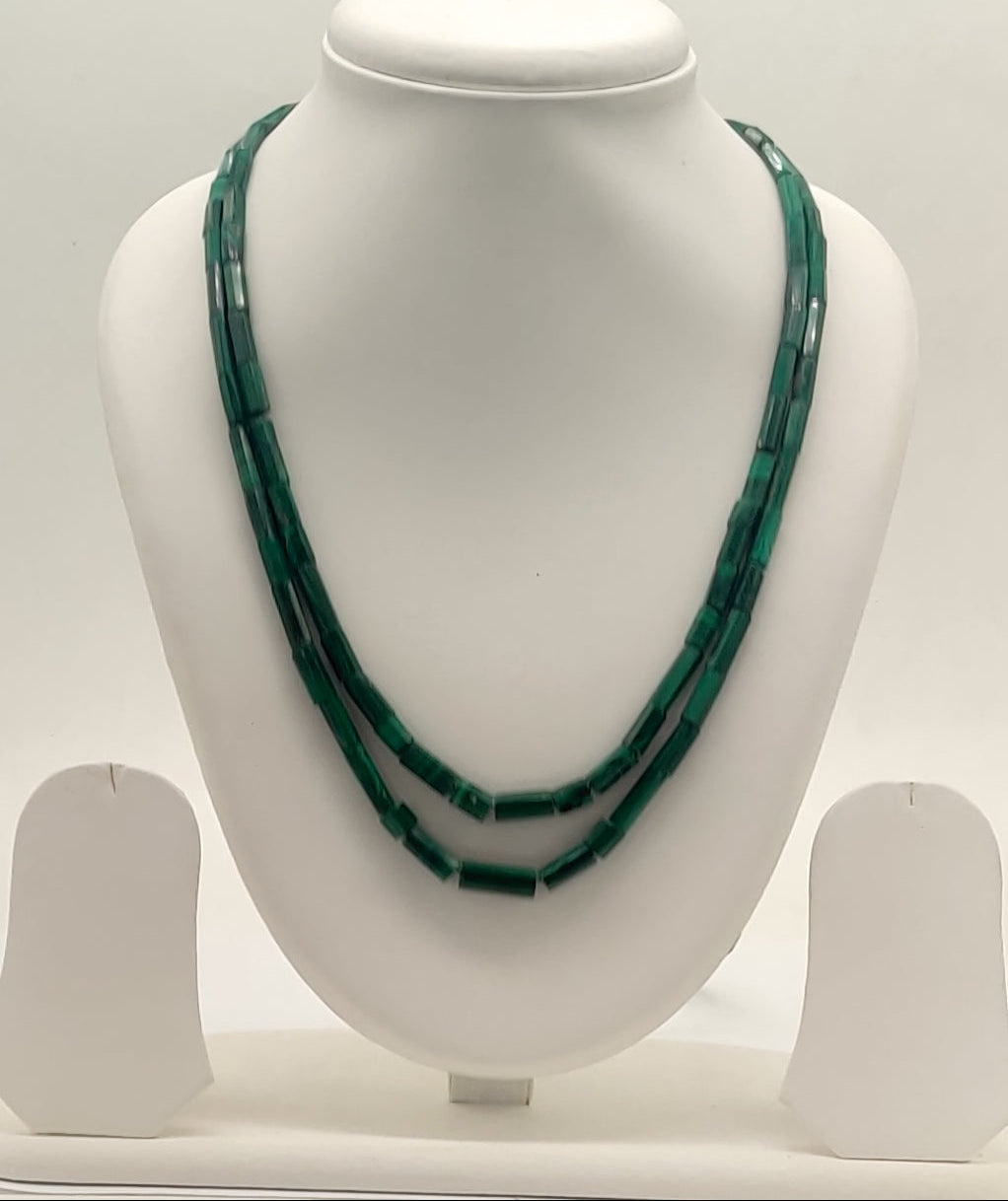 Forest Grace Dual-Strand Malachite Beaded Stone Necklace | SHOBITAM