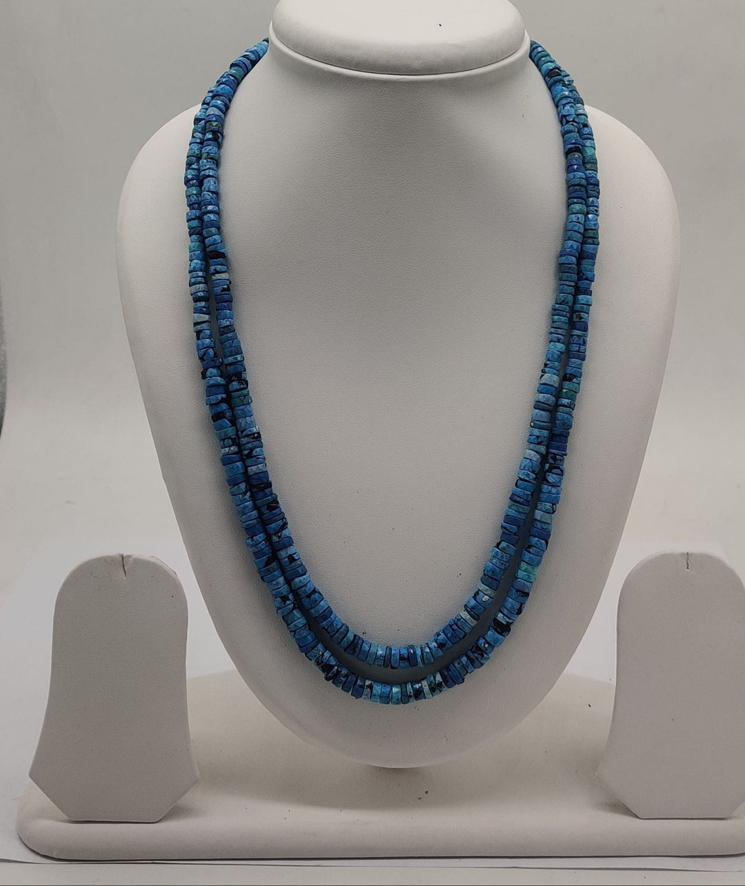 Azure Layers Flat Blue Disc Beaded Stone Necklace | SHOBITAM