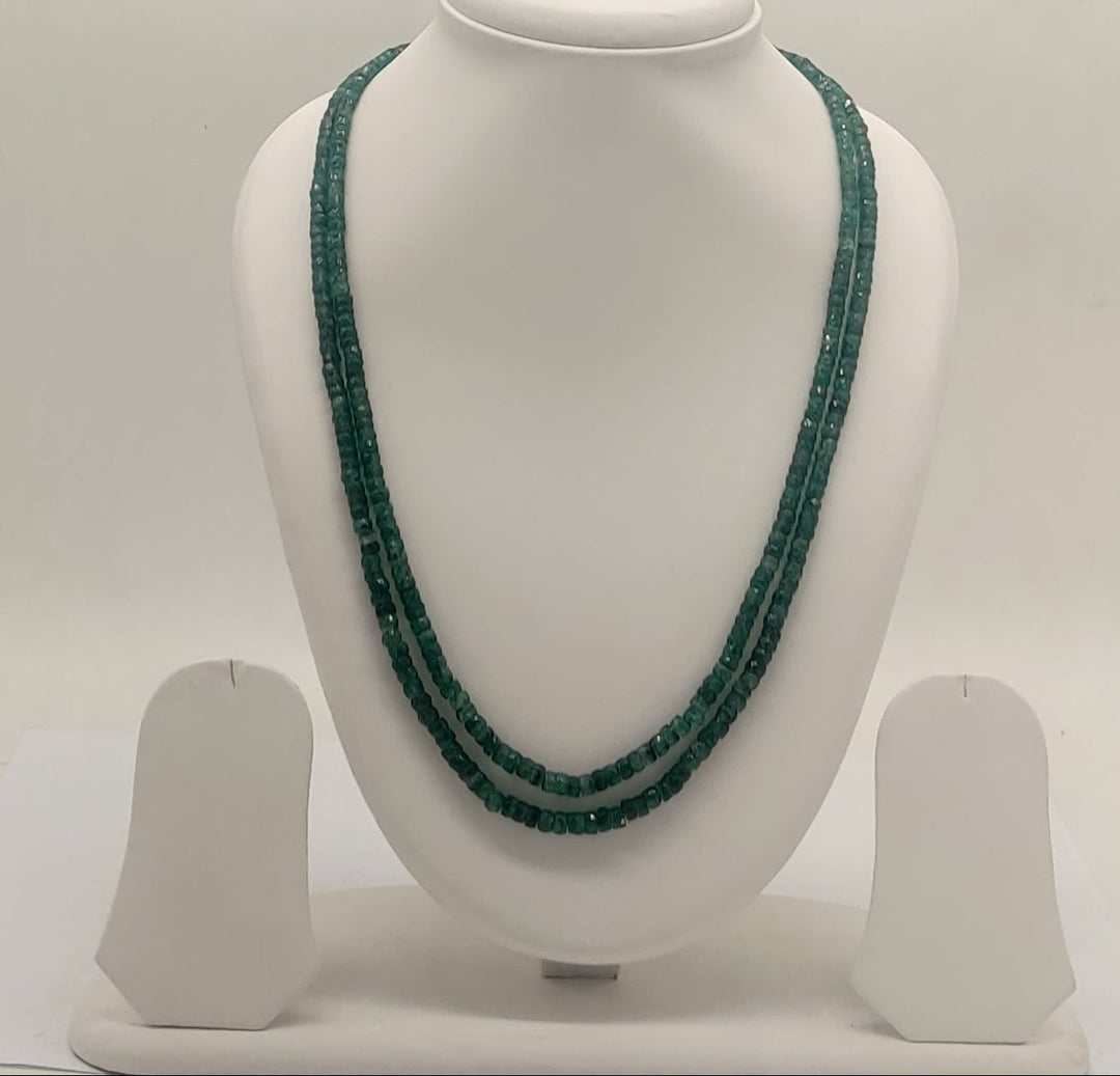 Emerald Cascade Triple-Strand Beaded Stone Necklace | SHOBITAM