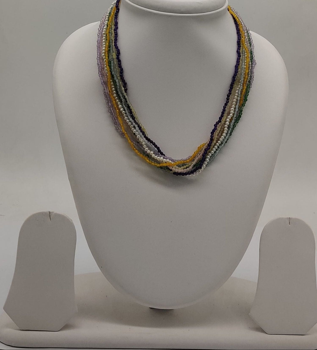 Rainbow Tangle Twisted Multicolor Beaded Stone Necklace | SHOBITAM
