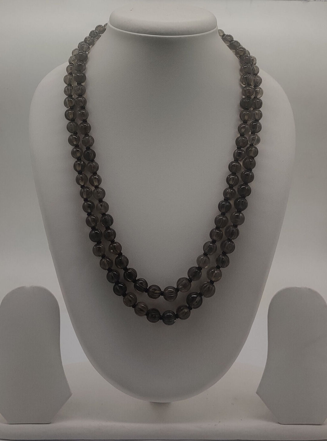 Smoky Layers Double-Strand Quartz Bead Necklace | SHOBITAM