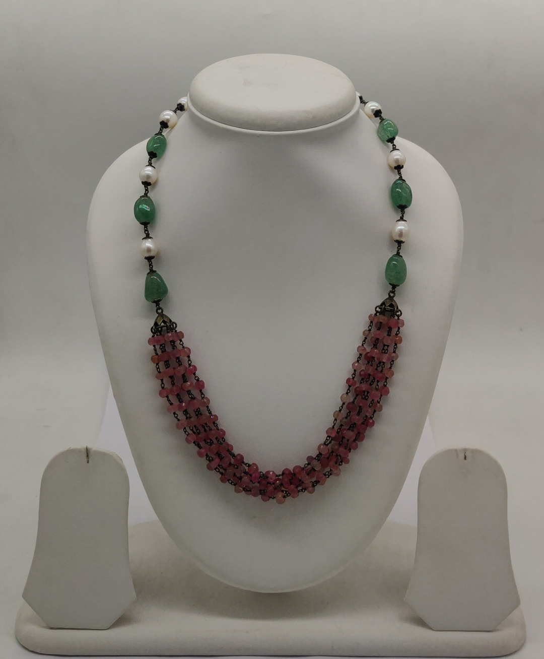 Multi-Strand Pearl and Pink Beaded Fusion Necklace Tara Mala | SHOBITAM