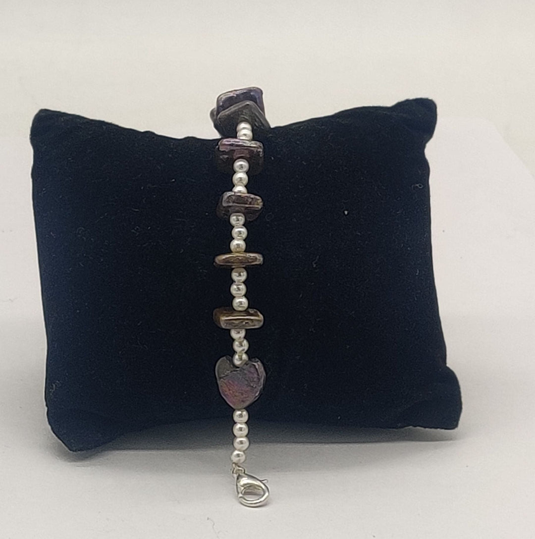 Ivory Pearl & Metallic Brown Bracelet | SHOBITAM