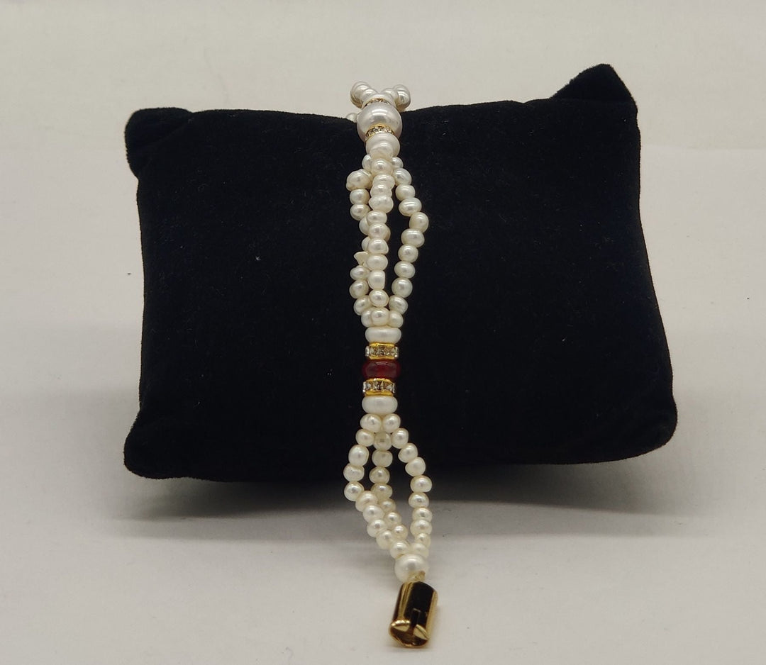 White Multi-Strand Pearl Bracelet | SHOBITAM