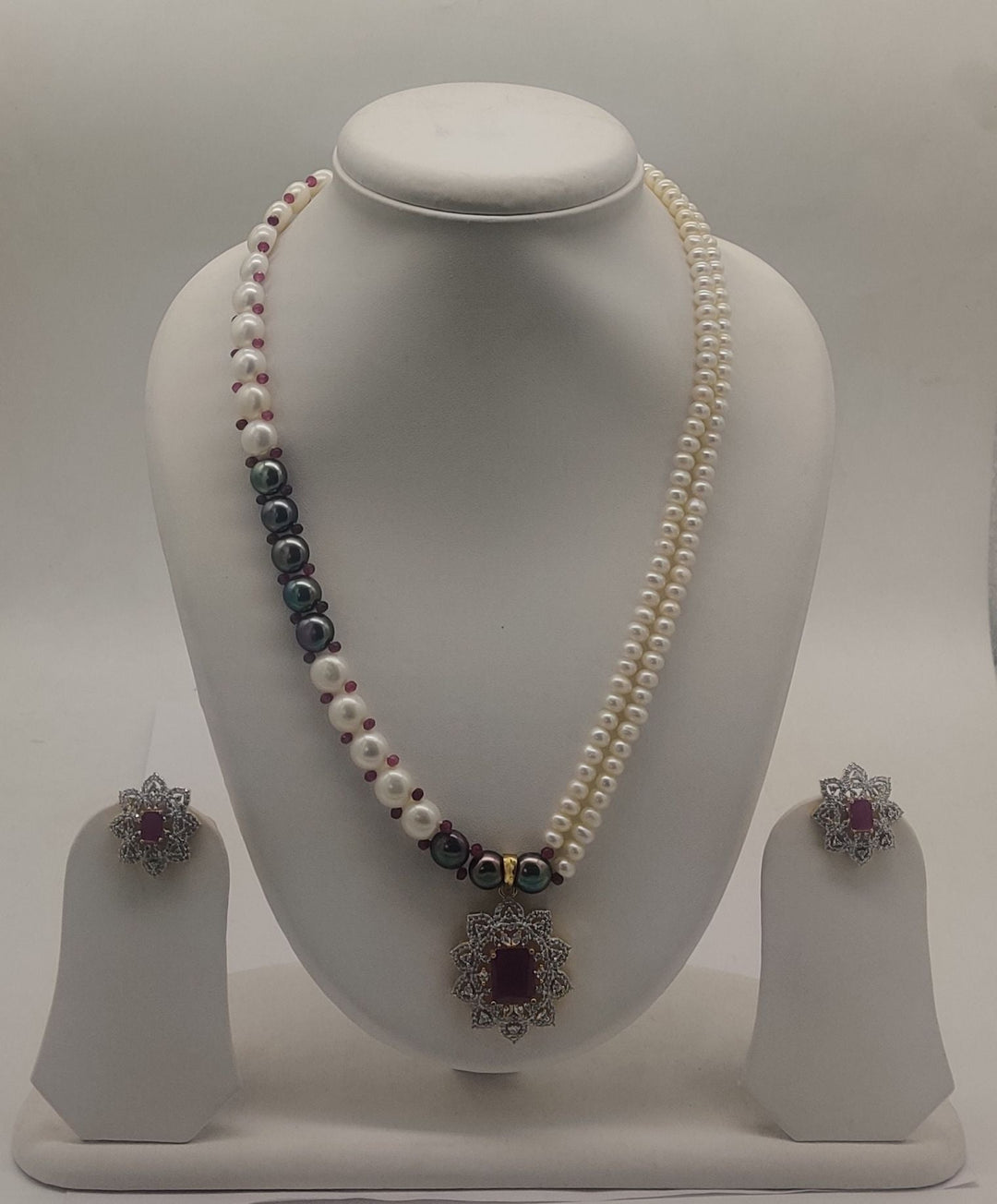 Maroon Majesty Pearl Necklace Set | SHOBITAM