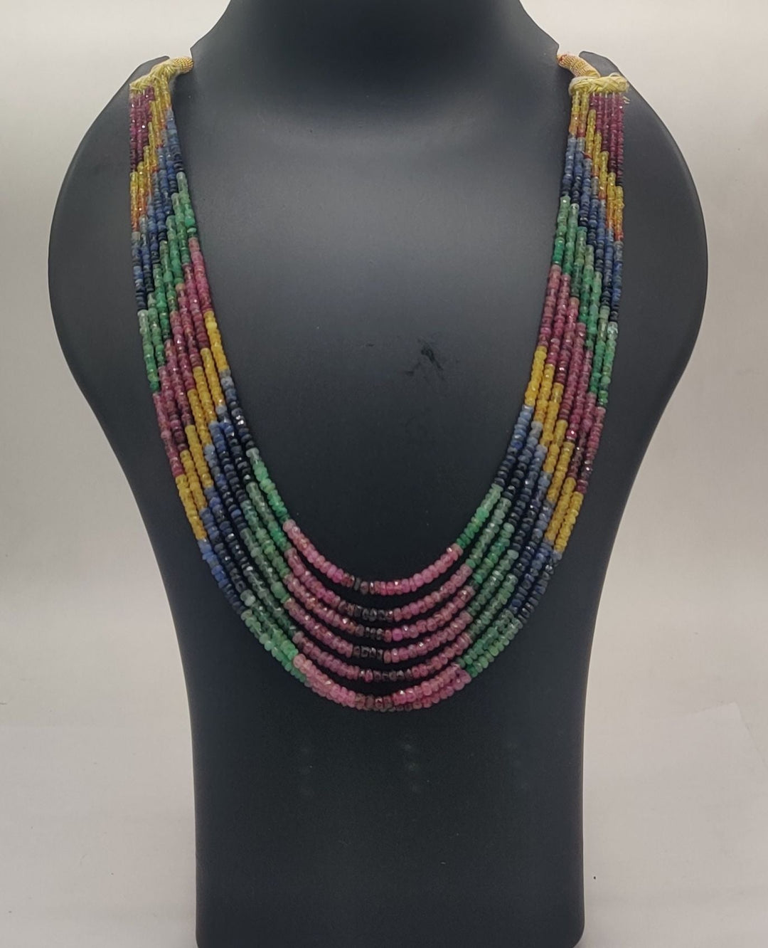 Rainbow Elegance Gradient Multi-Strand Gemstone Necklace | SHOBITAM