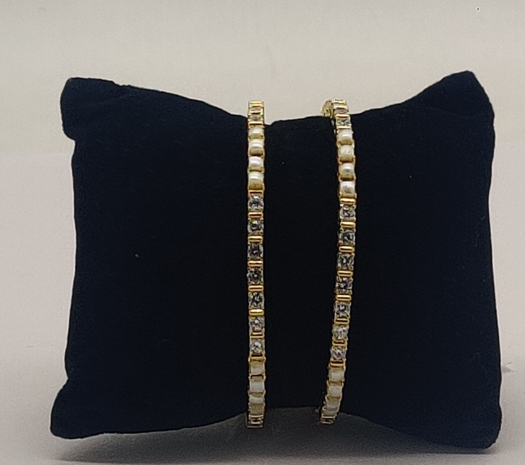 CZ Studded Gold Bangles | SHOBITAM